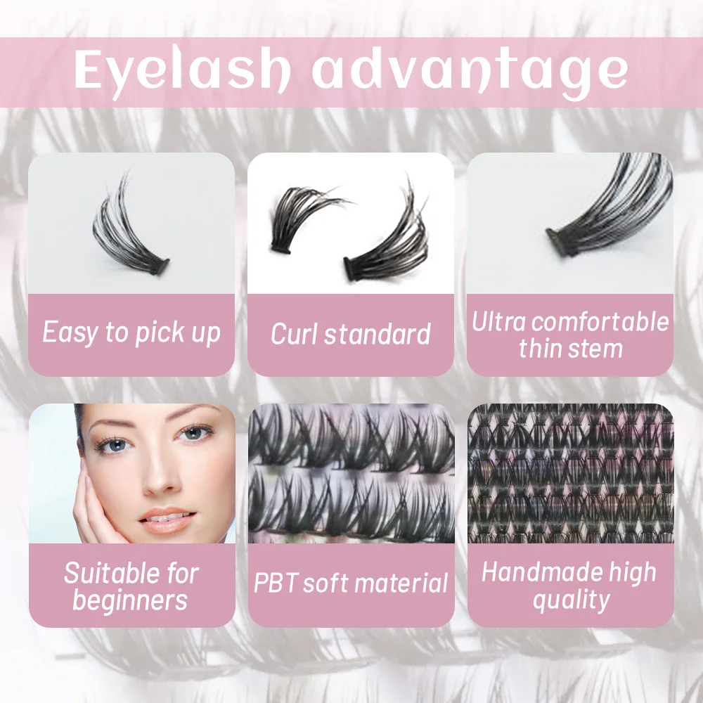 Eyelashes 280 PCS Clusters Lash Bond and Seal Makeup tools DIY Lashes Extension kit for gluing  Lashes Gluing Glue  Accessories