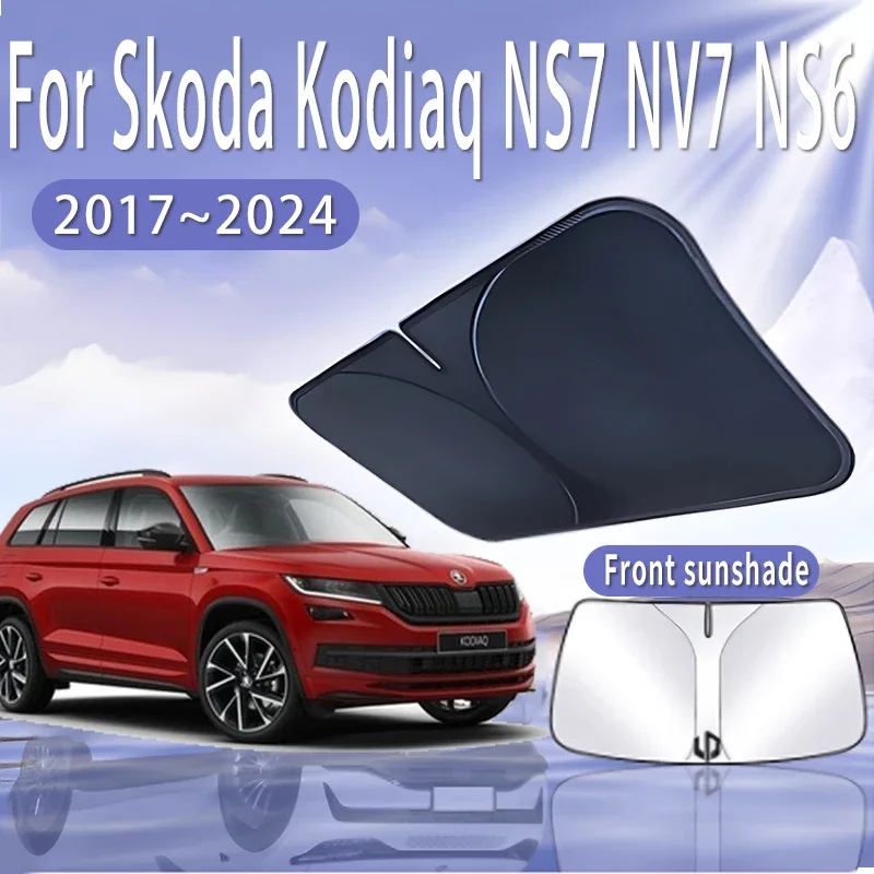 Car Sun Visor For Skoda Kodiaq NS7 NV7 NS6 2017~2024 Front Windshield Sunshade Heat Insulation Summer Colling Auto Accessories