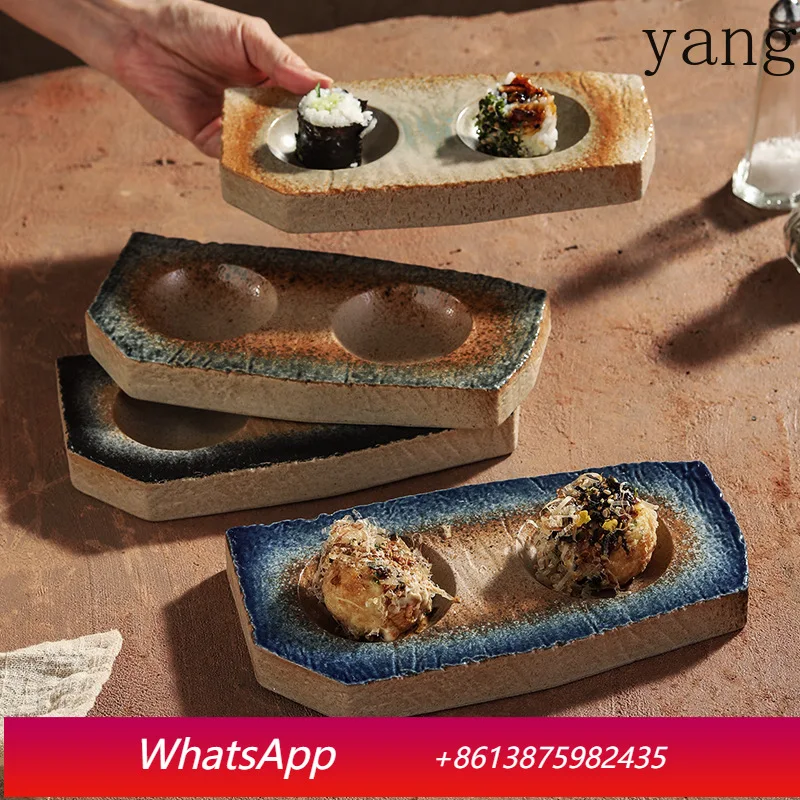 

LMM Irregular Ceramic Plate Hotel Restaurant Tableware Special-shaped Double Round Groove