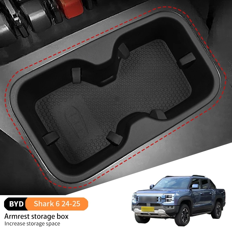 

For BYD Shark 6 2024-2025 Car TPE Water Cup Storage Box Anti-slip Protective Pad Wear-resistant Waterproof Organizer Tidy