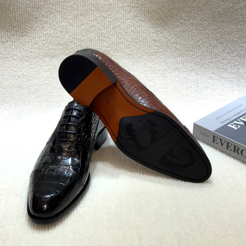 Luxe handgemaakte lederen herenschoenen Klassieke Cap Toe Oxfords Veterschoenen Formeel Zakelijk Bruiloft Kantoorschoenen