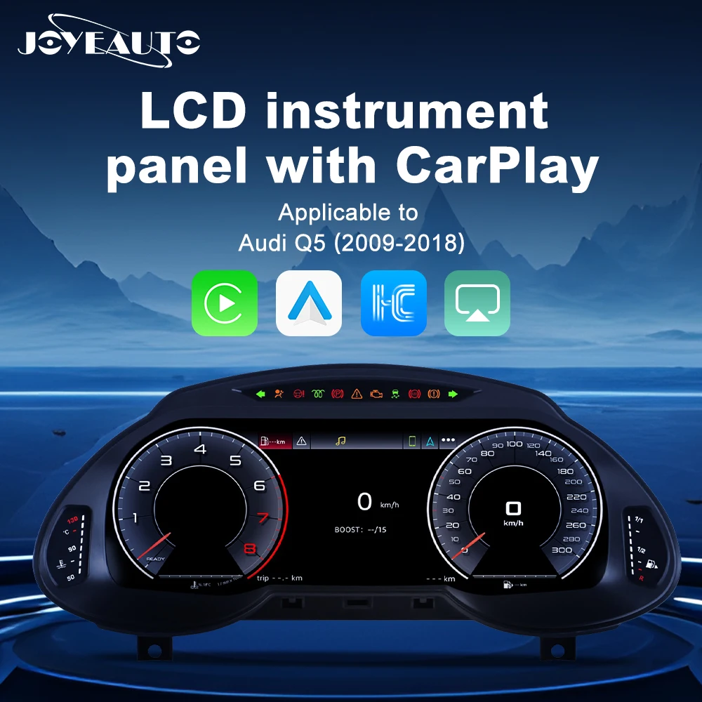 

12.3"LCD Digital Instrument Panel for 2009-2018 Audi Q5 Dashboard Odometer Speedometer Virtual Cluster CarPlay Android Auto Hica