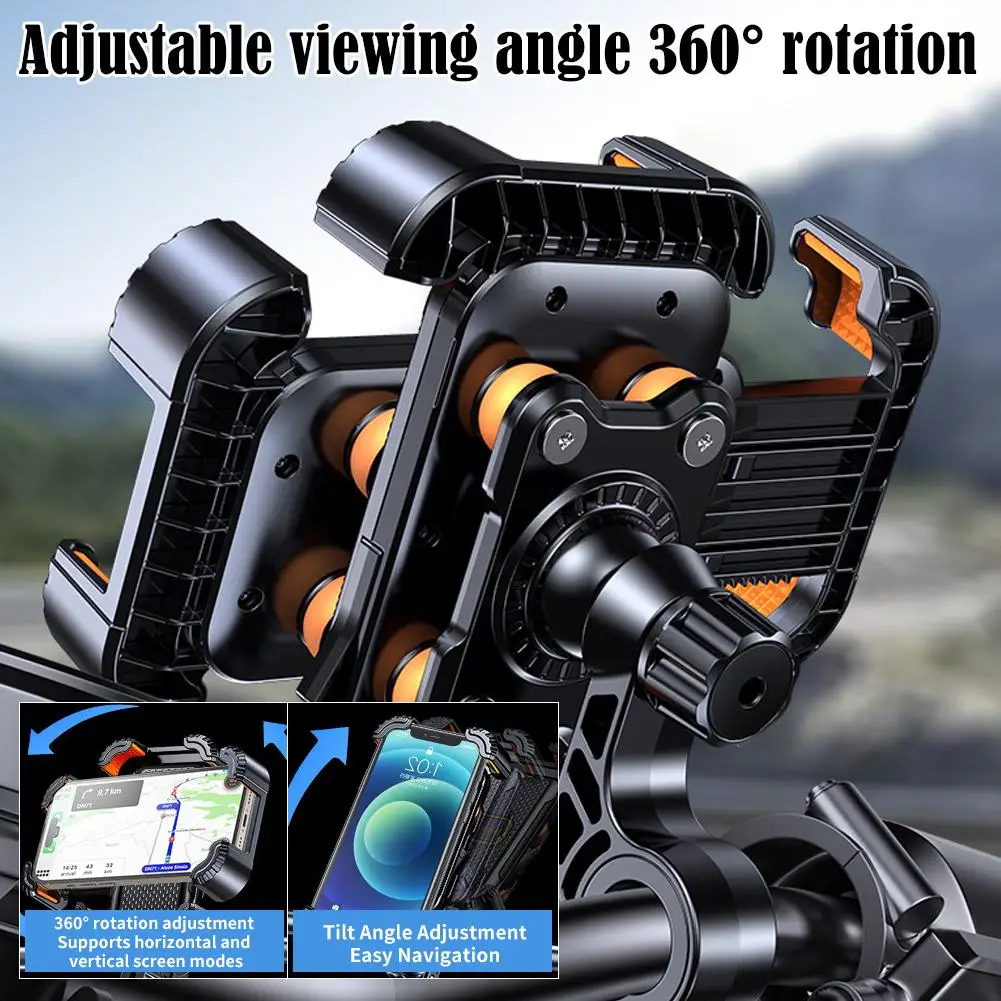 

Motorcycle Phone Holder Shock Absorb Silicone Mount Anti Shake Navigation Bracket For E Scooter Delivery Rider Cycling Accessory