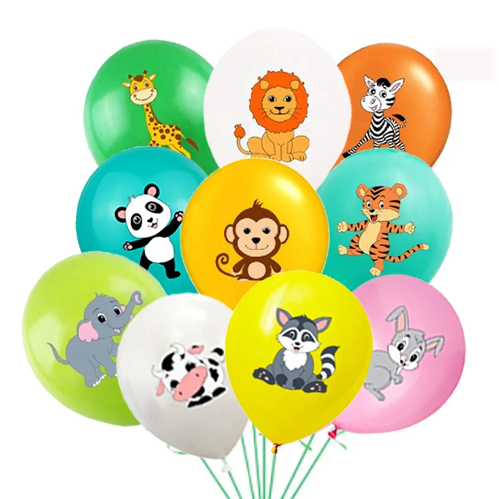 

20pcs 12inch Jungle Animal Latex Balloons Cow Tiger Zebra Leopard Foil Balloon Birthday Party Decor Kids Birthday Gift Globos