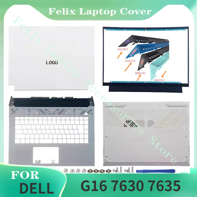 

New For Dell G16 7630 7635 Replacement Laptop Accessories Lcd Back Cover/Front Frame/Palm Rest/Bottom With Black White Logo