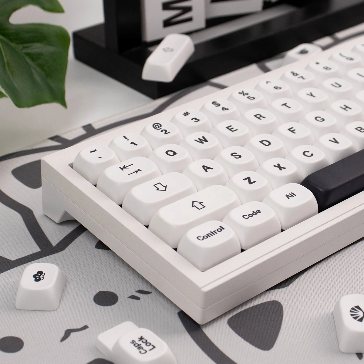 Imagem -06 - Original Minimalismo Keycaps Conjunto para Teclado Mecânico Inglês Alemão Preto Branco Perfil Moa Apto para Uso de Escritório