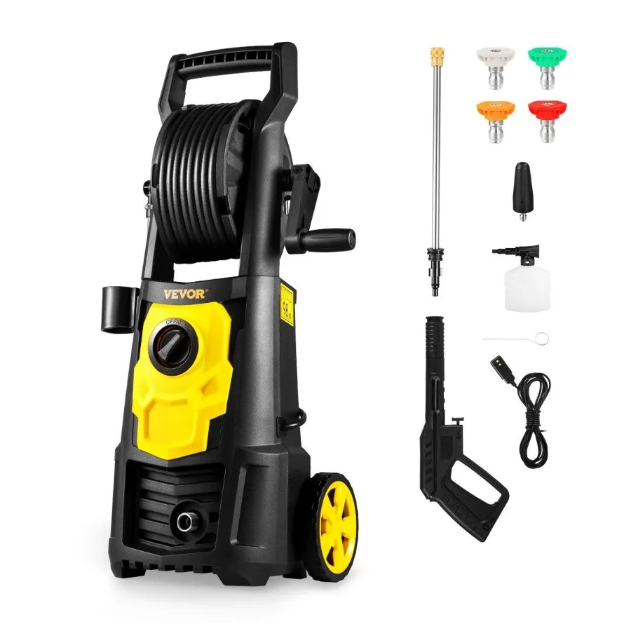 

Electric Pressure Washer 2000 PSI Max. 1.76 GPM Power Washer w 30 ft Hose 5 Quick Connect Nozzles Foam Cannon Portable to Clea