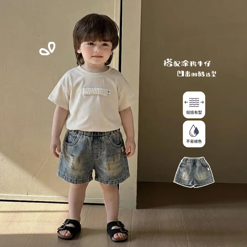 

2026 Baby Boys Summer 2PCS Outfits Korean Style Short Sleeve Cotton Set Thin Breathable Casual Infant Toddler Daily Outdoor Wear