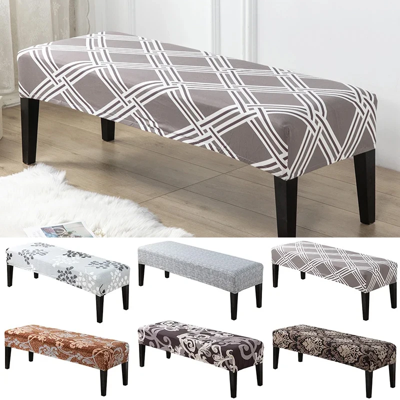 Strech Long Bench Cover Printed Chair Cover for Living Room Bedroom Washable Seat Case Removable Dust-proof Slipcover Home Decor