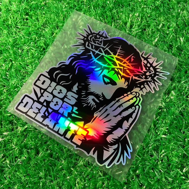 1PC/2PCS DIOS POR DELANTE Naklejki motocyklowe Odblaskowe laserowe wodoodporne naklejki na zbiornik paliwa motocykla Przednia owiewka Dekoracja