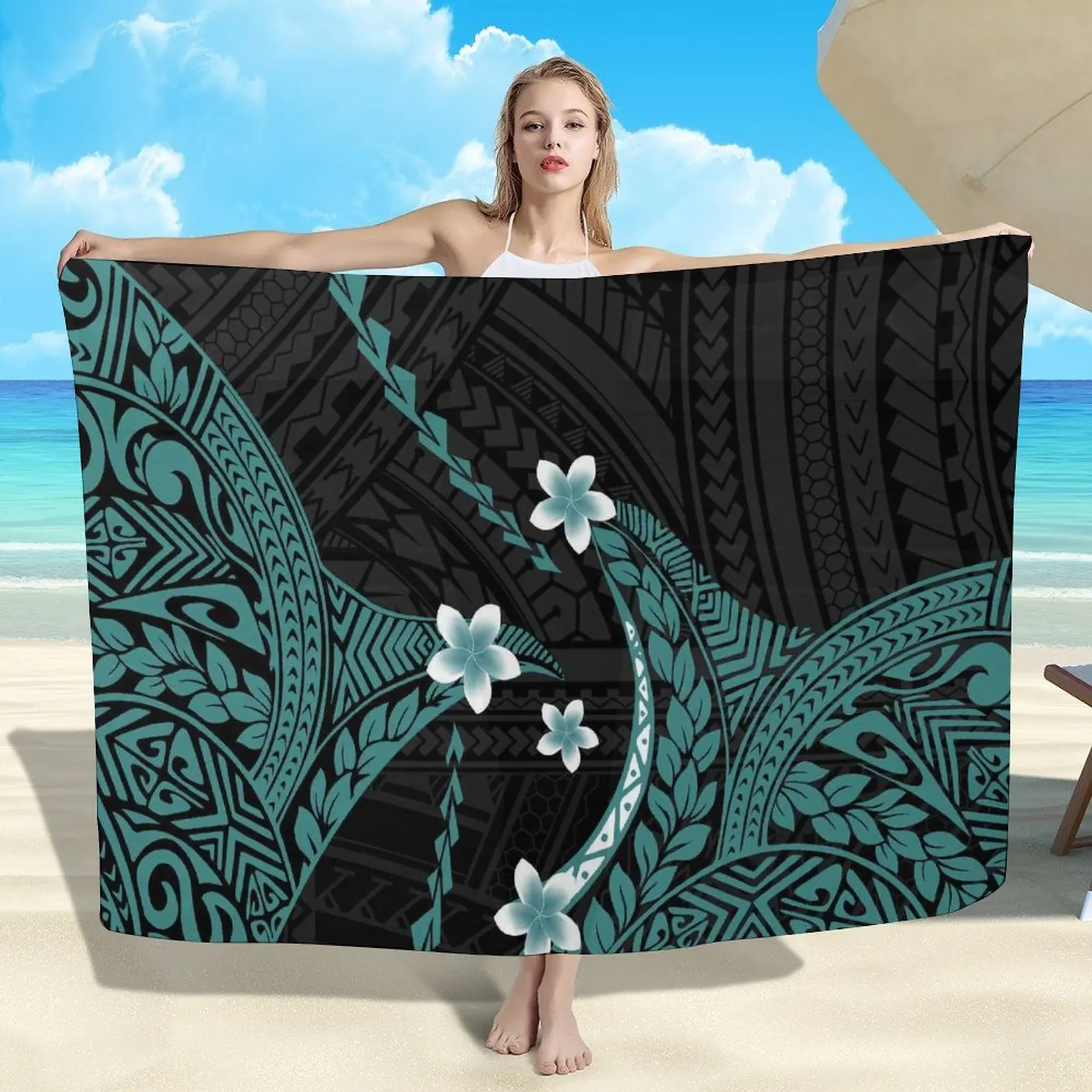 Custom Sarong Vintage Art Print Polynesian Sunblock Casual Sarong Women\'s Summer Beach Bikini Wrap Scarf