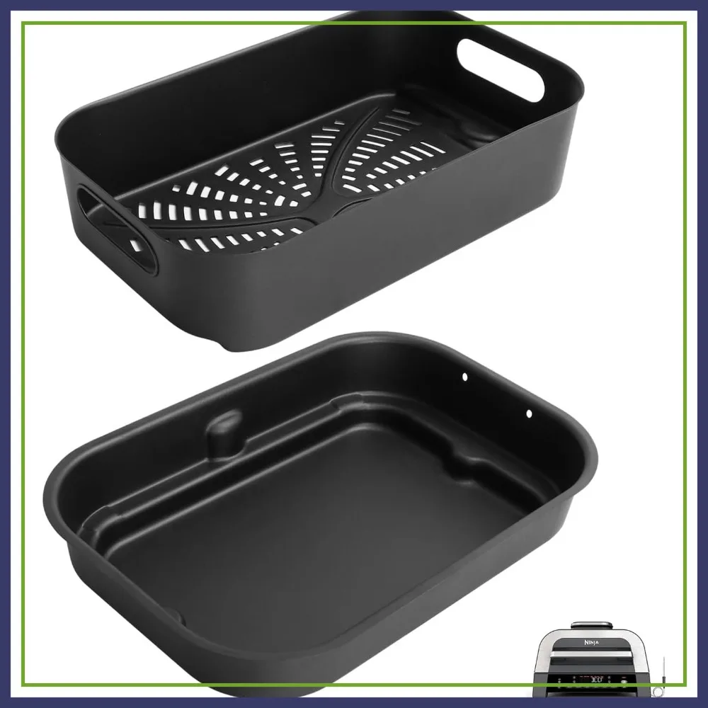 

Non-Stick Grill Cooking Pot & Air Fryer Basket Combo for Indoor Grill Accessories, Griddle Pan Replacement