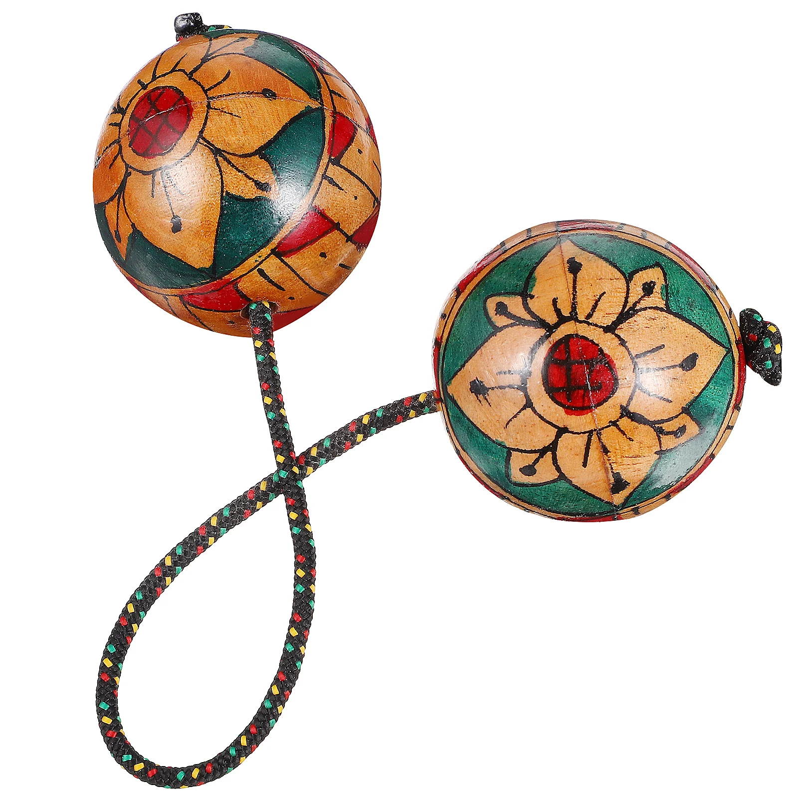 Hand-painted Rhythm Maracas Style Musical Instruments Shaking Ball Shaker Sand Wood Double Balls Hammer