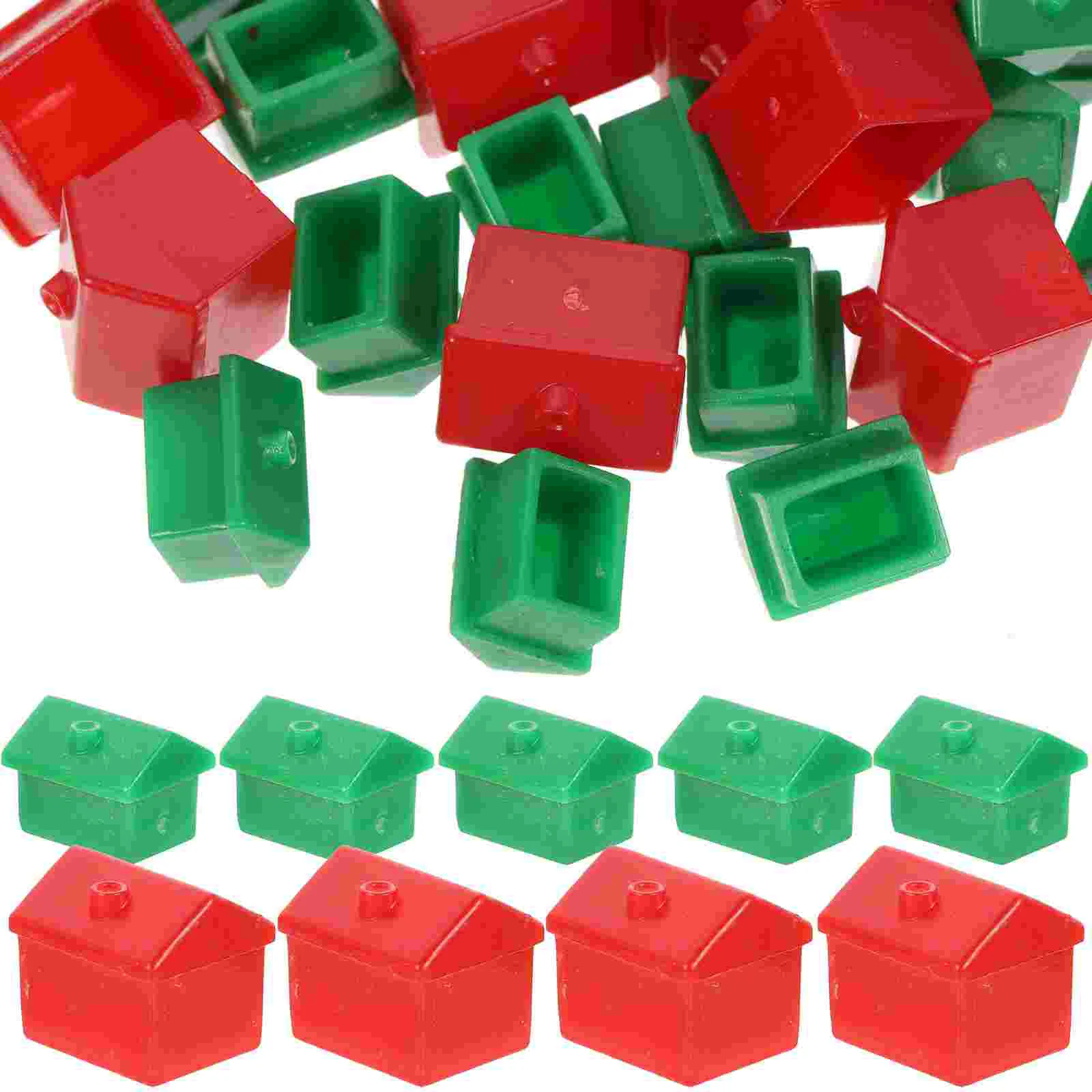 2 Sets Board Game Pieces Mini Hotel House Props Green Red Replacement Rich Man Accessories Safe Wear Resistant Game