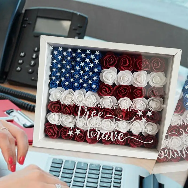 Memorial Day Picture Frames Desktop Display Independence Day Wooden Flag Frame Wooden Photo Frame For 4th Of July Independence