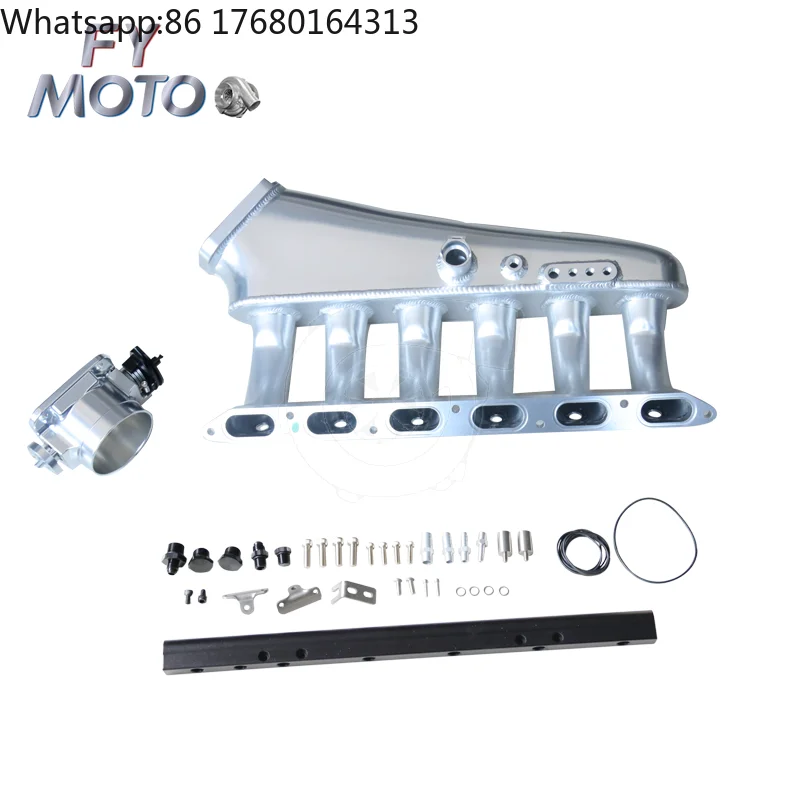 For Silver Intake Manifold Kits with Fuel Rail+90mm Throttle Body Fits for M50 M52 E36 E46 325i 328i 323i M3 Z3