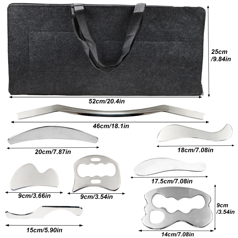 8Pcs 스테인레스 스틸 Gua Sha Scraping 마사지 도구 세트 IASTM 도구 세트, 훌륭한 연조직 동원 도구 물리 치료