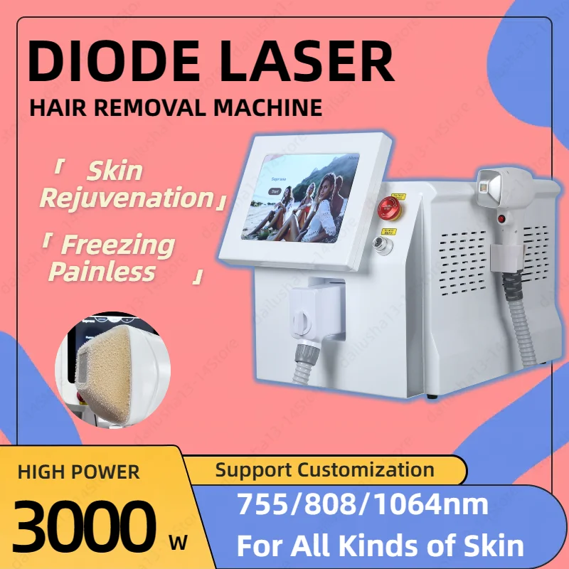 

Permanent Hair Removal Machine 755 808 1064nm 3 Wavelength Diode Laser Painless Hair Removal Ice Platinum Skin Rejuvenation