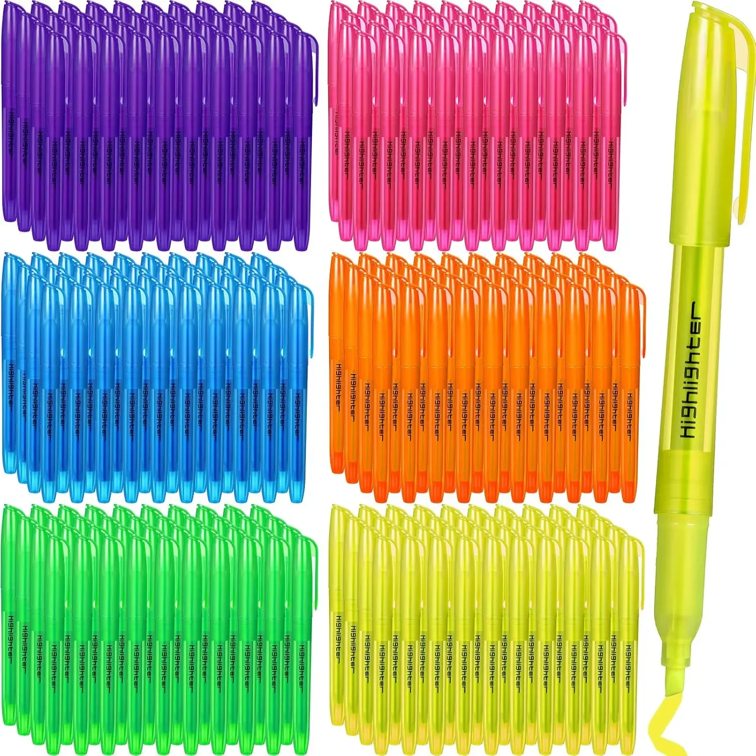 

150 Pcs Assorted Colors Highlighter Markers, Chisel Tip No Bleed For Office, Home, Note Taking