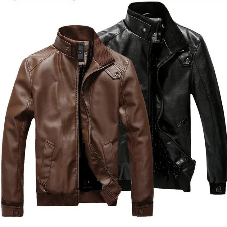 Men Coats Faux Leather Jackets Stand Collar Pu Coat Zipper Work Y2k Streetwear Jacket Outerwear Motorcycle 2026 Autumn Winter