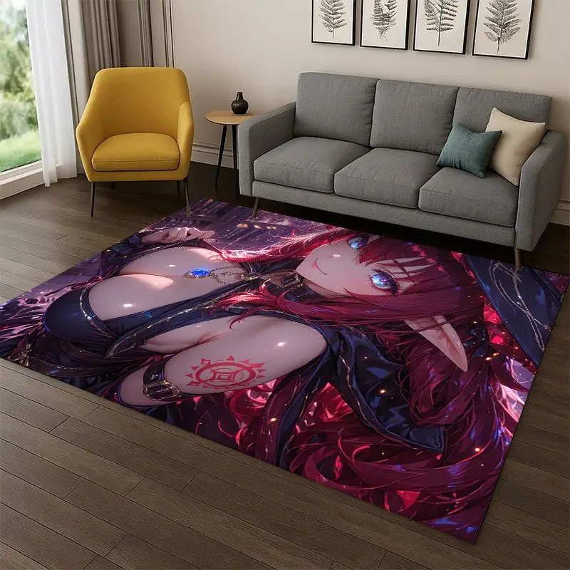 Cartoon Cute Lace Girl Anime Character Carpet Rug for Bedroom Living Room Sofa Playroom Doormat Home Decor,Area Rug Non-slip