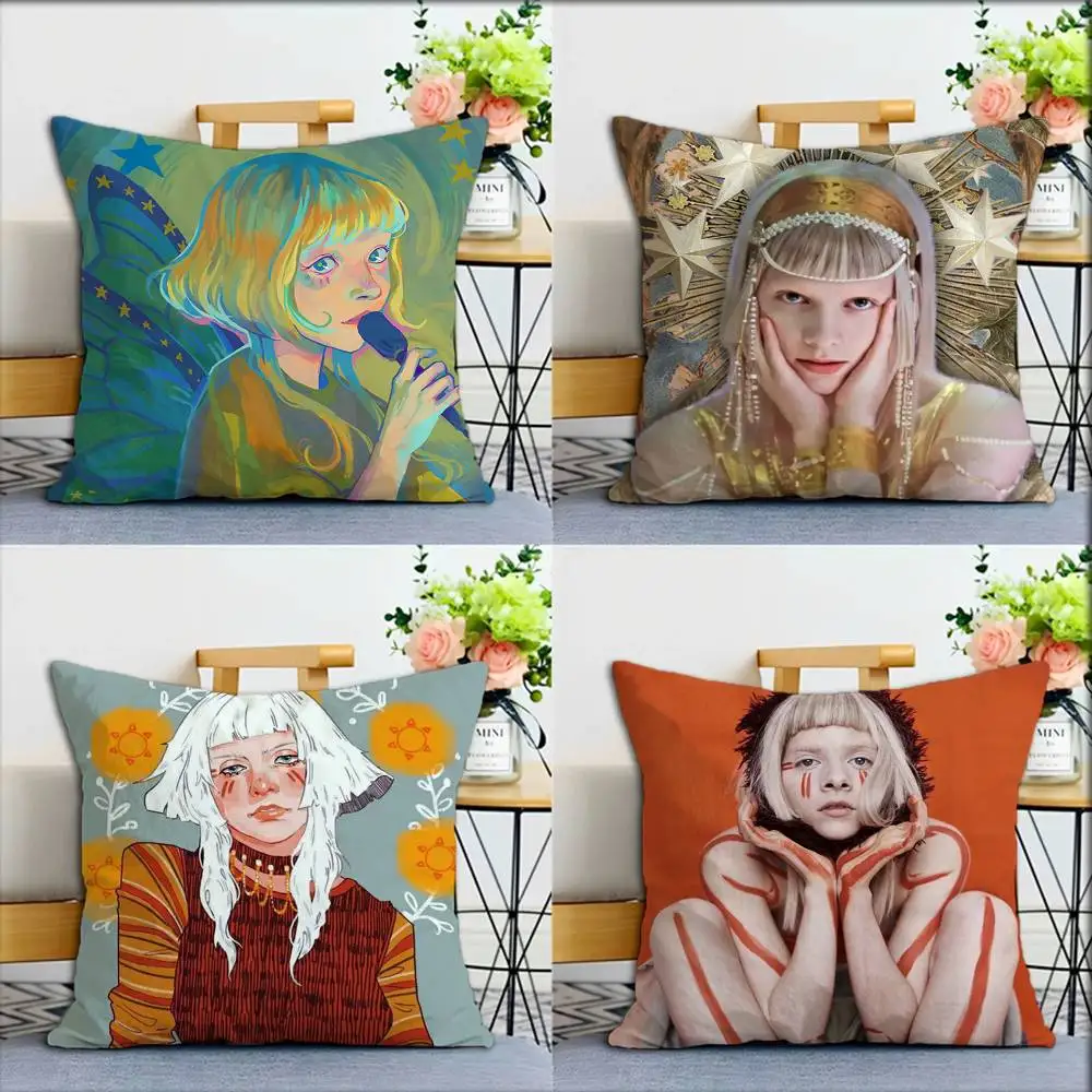 

Aurora Aksnes Singer World Various Sizes Square Pillow Case For Car Home Bedchamber Decor