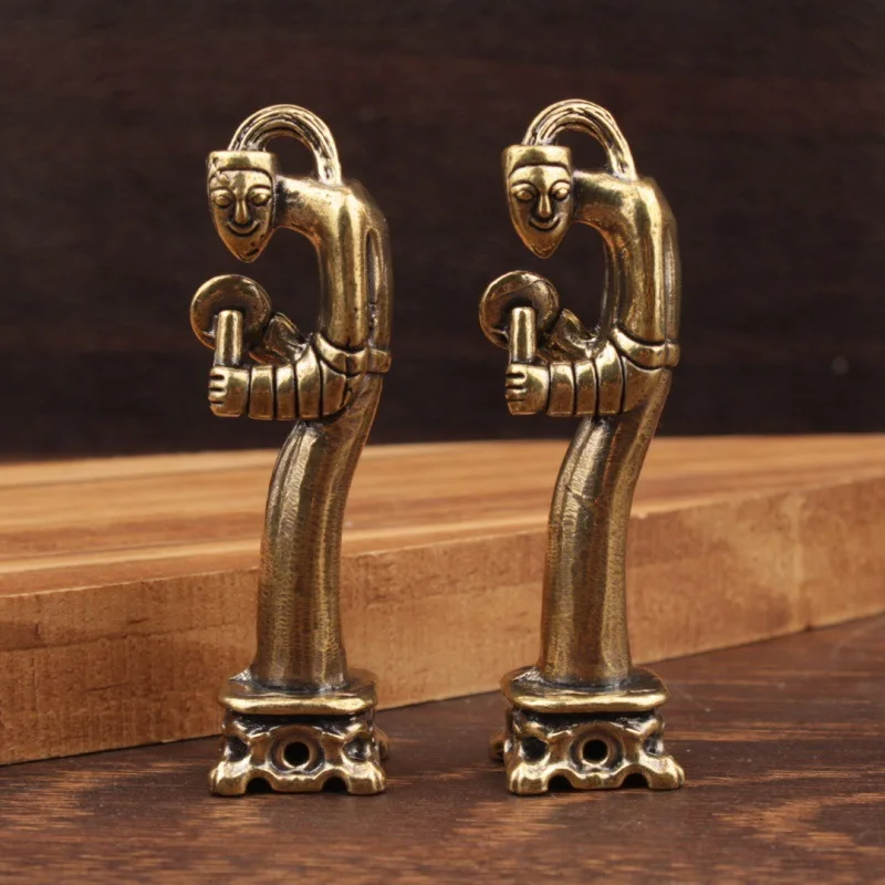 1/2Pcs singular shape ornament brass ornament beating gongs and drums ornament Chinese creative small ornament
