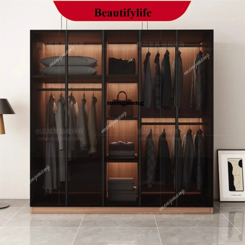 B178 Muebles de dormitorio, puerta de cristal ligera de lujo, armario grande para el hogar, armario moderno de alta gama para ropa, armario de ropa furni