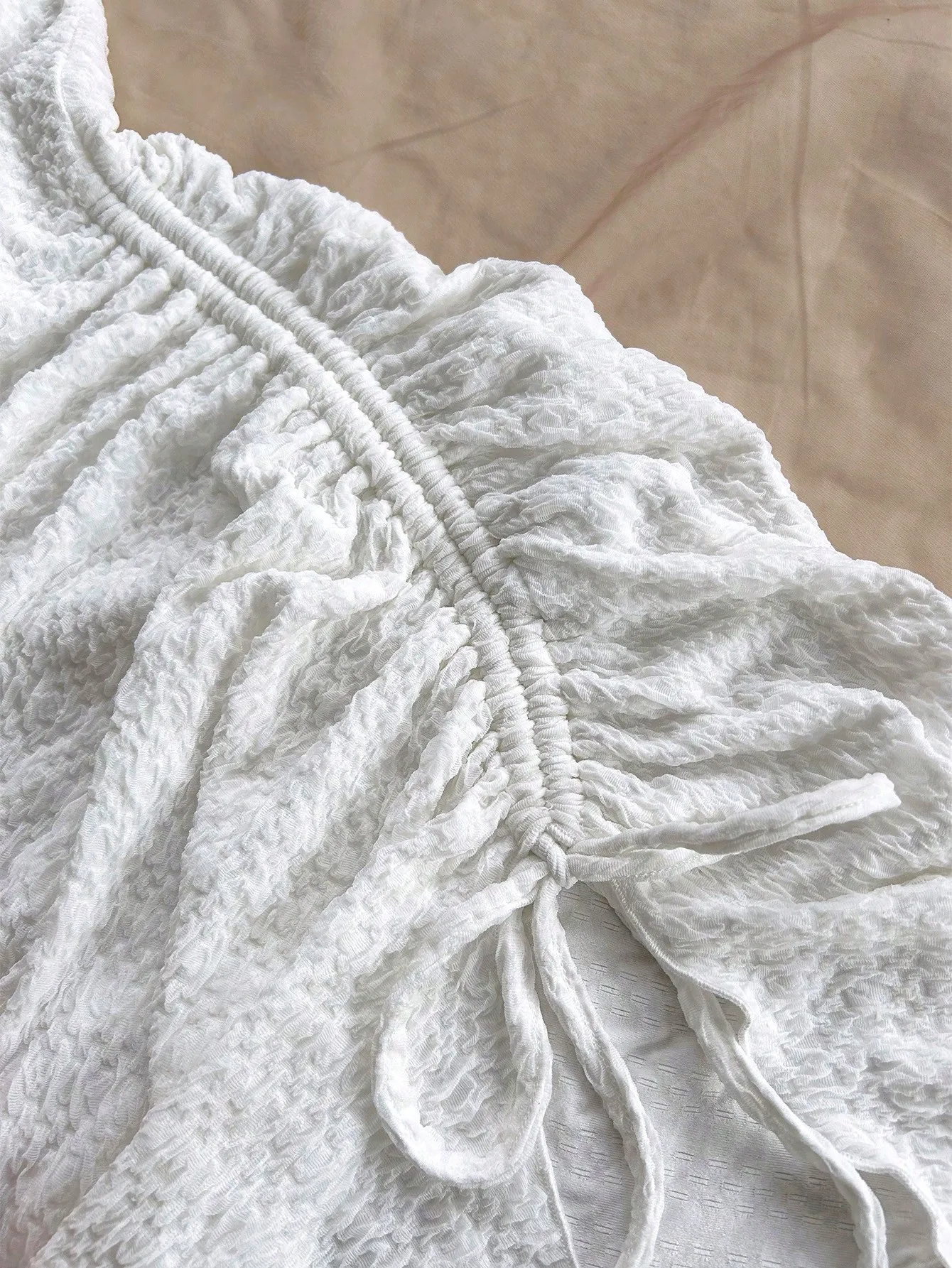 Spring and Summer Europe and the United States Style Pure Horn Long Sleeve Hollow Knit Smock Pleats Irregular Lazy Dress