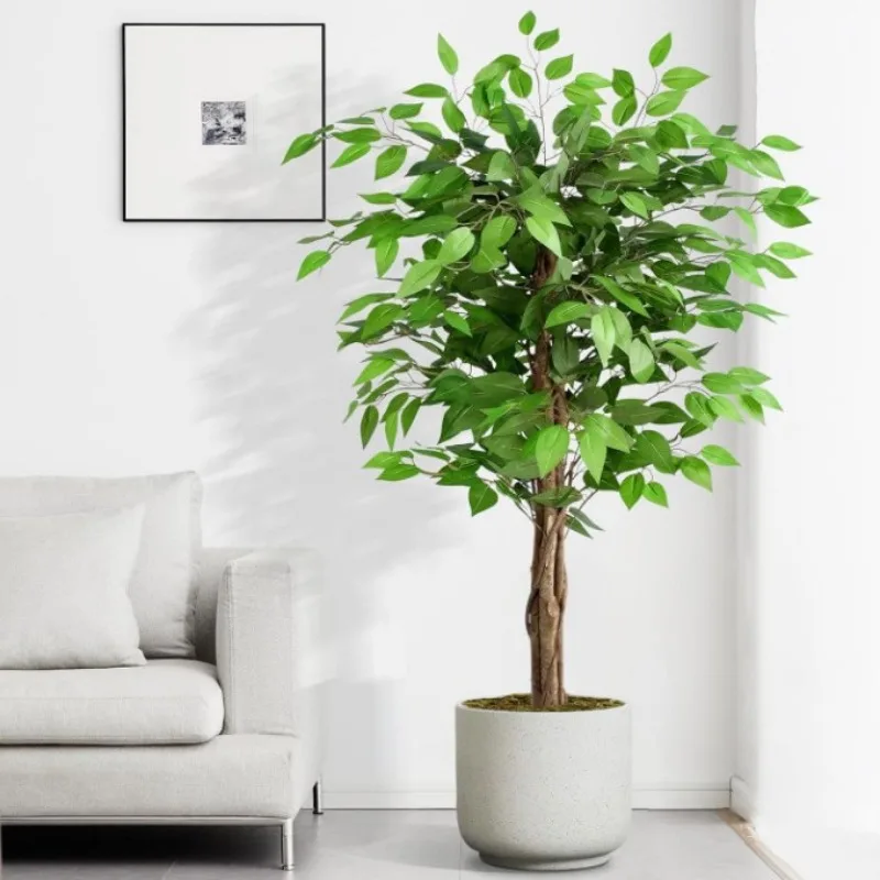 Simulated green plants, high-end and luxurious indoor floor to ceiling banyan tree, potted living room, olive tree decoration,