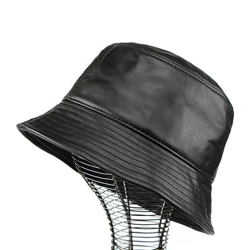 Genuine Sheepskin Plus Size 61cm Bucket Hats Men British Big Head Versatile Panama Sun Hat Fashion Waterproof Fisherman Hat