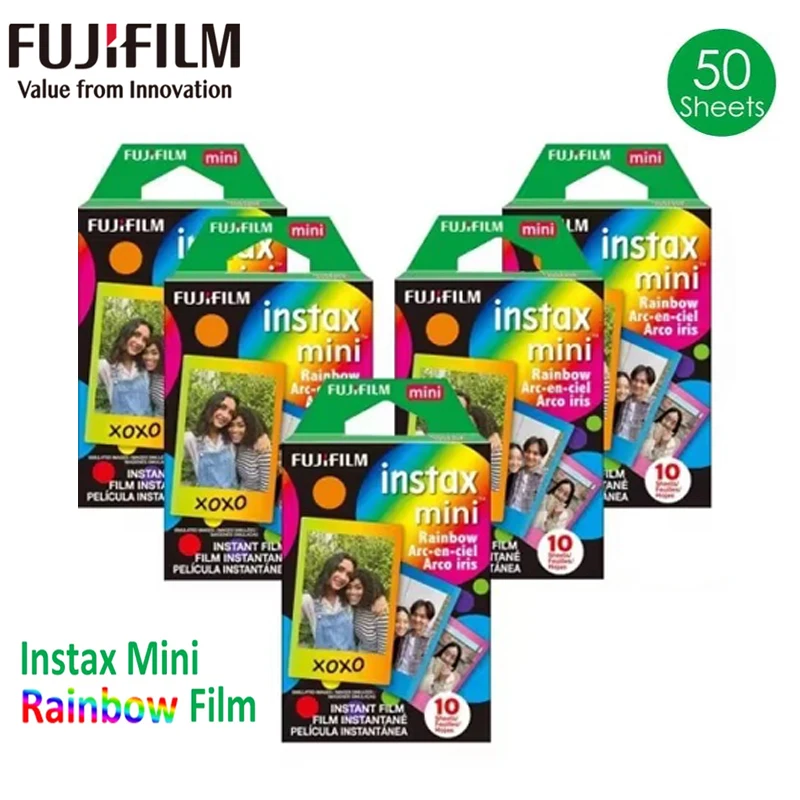 

10/20/30/40/50/100 Sheets Fujifilm Instax Mini Rainbow Films Photo Paper For Instant Camera Mini 12 99 SE EVO 40 Link 2 Printer