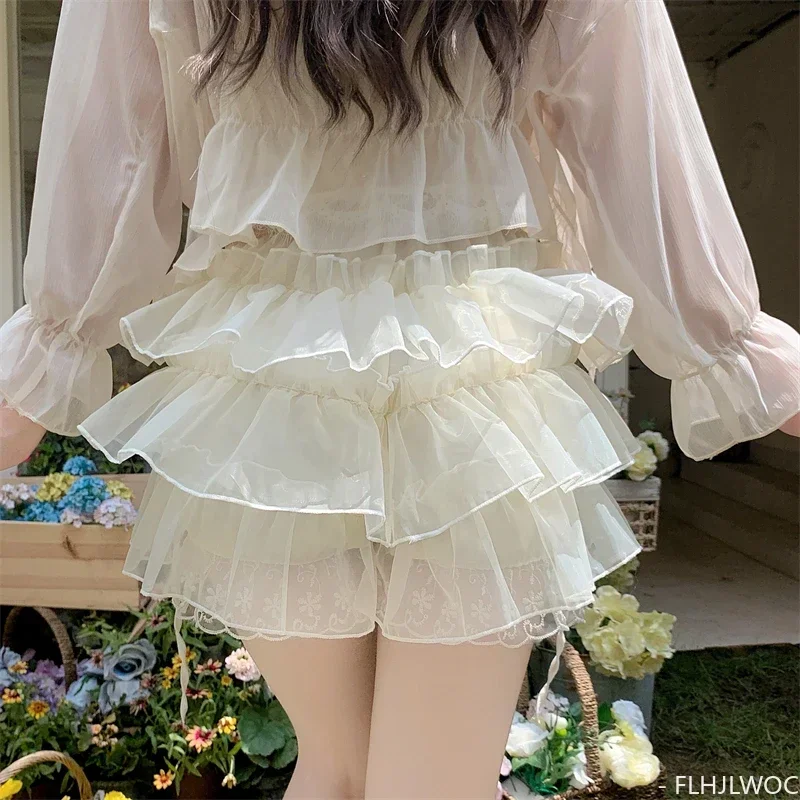 Bloomers lolita estilo meninas aniversários bonito doce japão sexy pura malha renda data princesa renda abóbora lanterna puff shorts