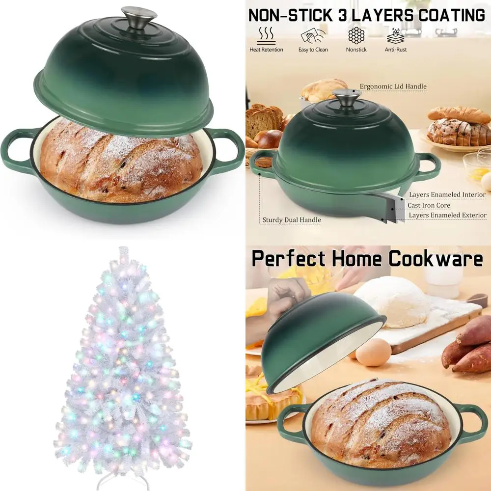 

Эмалированная чугунная голландская духовка для выпечки хлеба на закваске, 10-дюймовая печь для хлеба с крышкой, емкостью 6 литров для вкусной домашней работы L