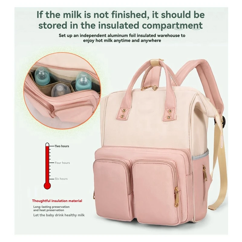 Diaper Bag Mother and Baby Bag Fashionable Women'S Backpack Large-Capacity Travel Backpack Diaper Bag Backpack-SPMI