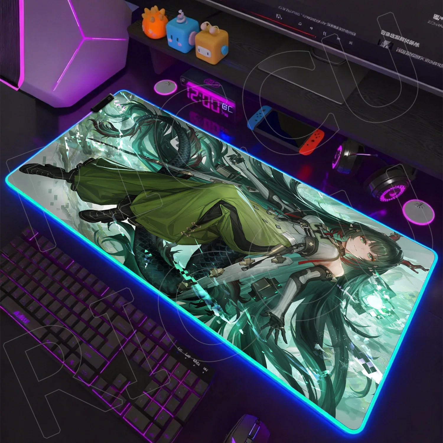 

Коврик для мыши RGB HD XXL Arknights Endfield Zhuang Fangyi, коврик для мыши с аниме-девушкой, большой коврик для геймеров, аксессуары для игровых ноутбуков и ПК, светодиодный настольный коврик