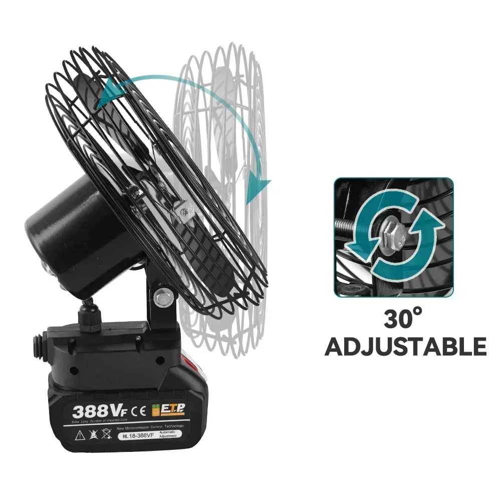 Wireelife ventilatore elettrico Cordless 6 pollici/8 pollici 10000RPM ventilatore elettrico al litio ventilatore da campeggio all\'aperto Jobsite