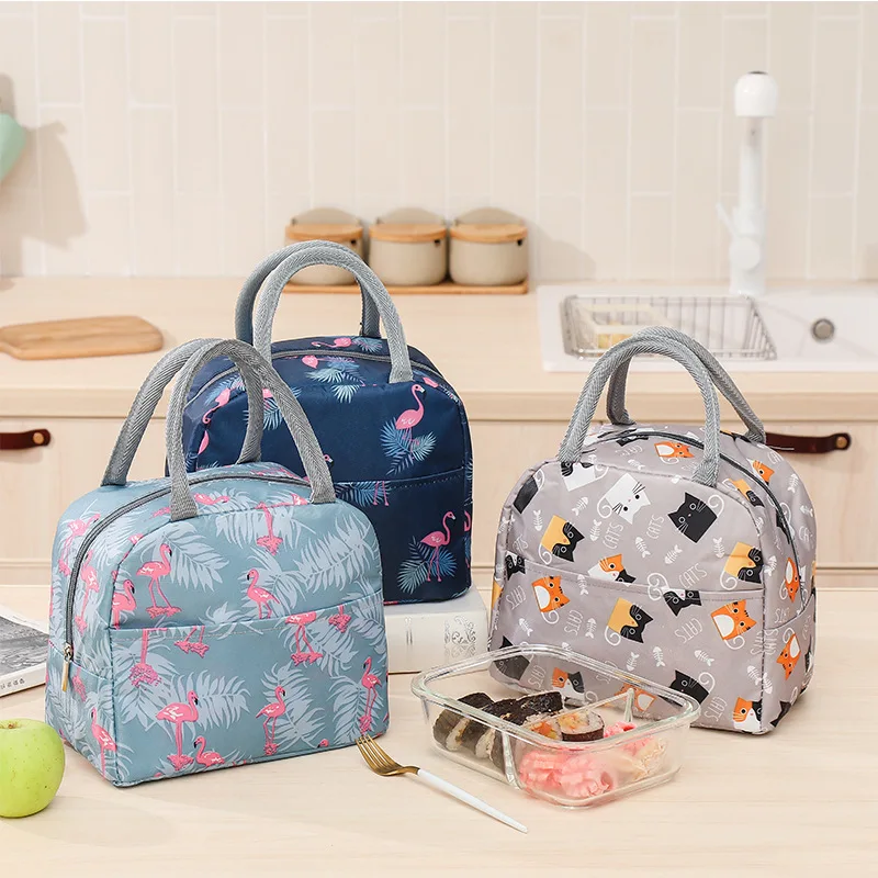 Bird Insulated Canvas Lunch Bag Thermal Food Picnic Lunch Bags for Women Kids Office Functional Pattern Cooler Lunch Box Case