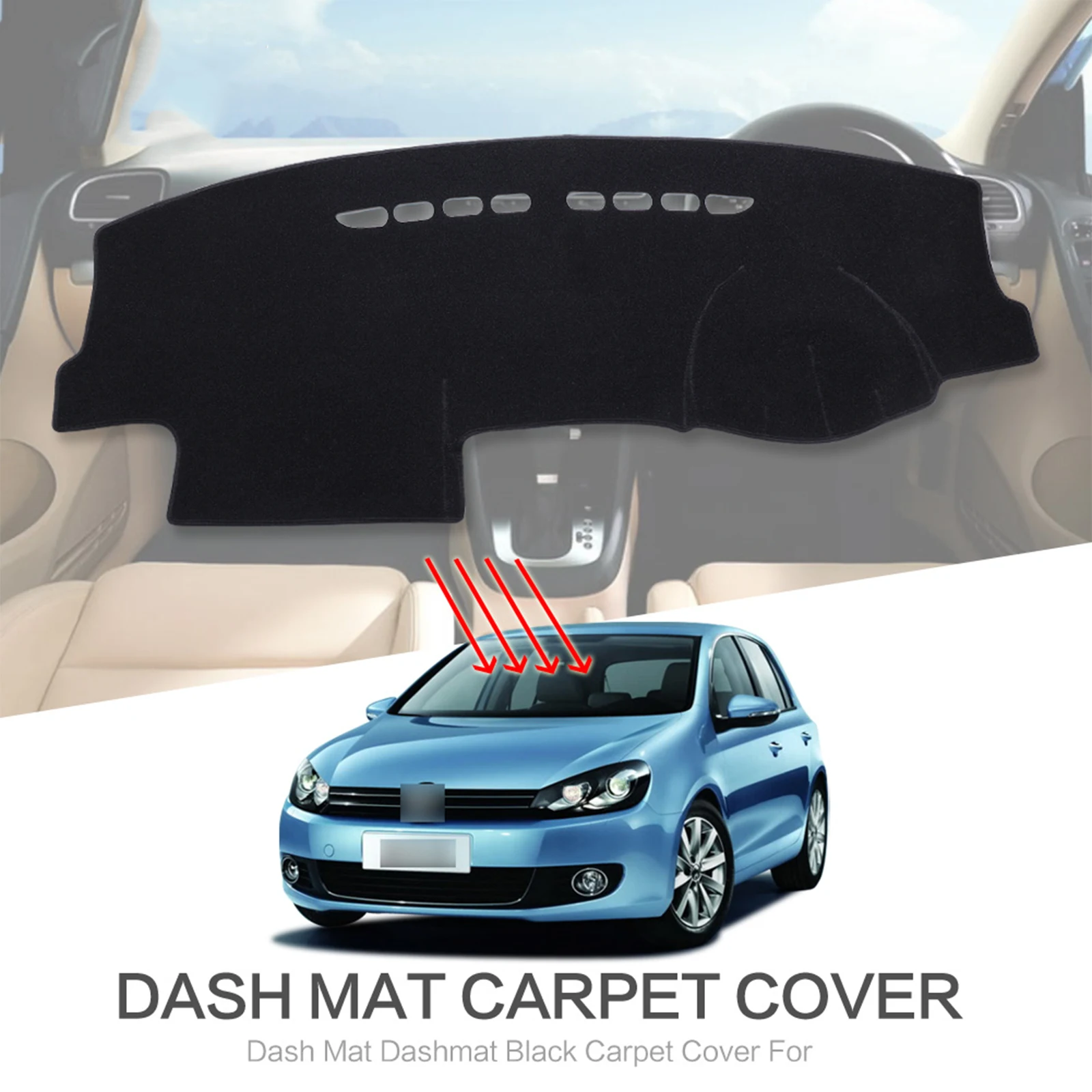 Car Dashboard Mat for Volkswagen VW Golf 6 MK6 2009 2010 2011 2012 2013 Sunshade Protective Carpet Dash Mat Dashmat