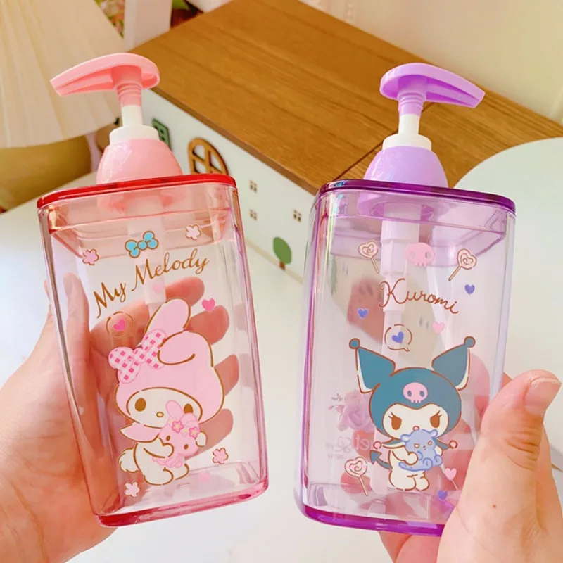 Kawaii Sanrio Hello Kitty Lotion Bottle Creative Anime Kuromi Cinnamoroll Shampoo Lotion Bottle Shower Gel Press Bottle Gift