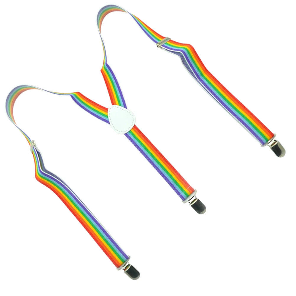 

Rainbow Strap Accessories Unisex Suspenders Elastic with Clips Elasticity Men and Women