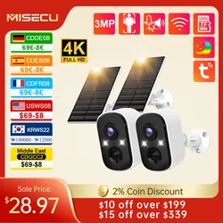 MISECU Tuya 3MP Security Battery Camera Combo with Solar Panel Two-way Audio Wireless Outdoor Human Detection Surveillance Suite