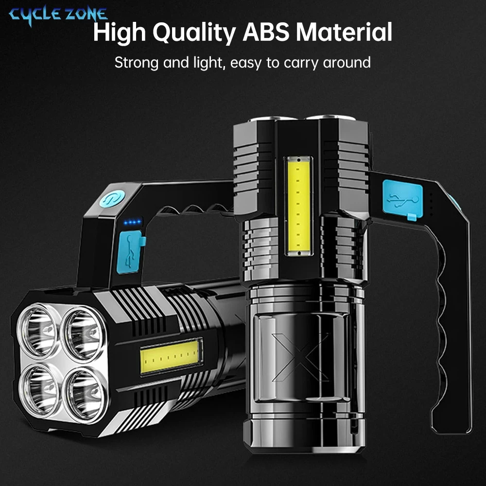 Lampe de poche puissante, Rechargeable par USB, Portable, LED, lanterne portative, projecteur, Camping en plein air, travail nocturne, lumière d'urgence