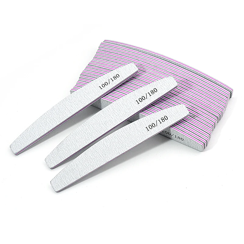 25/50 Stuks Grijs Nagelvijlen 100 180 Grit Vierkante Halfmoon Sterk Schuurpapier Nagelbenodigdheden Voor Professionele Manicure Accessoires gereedschap