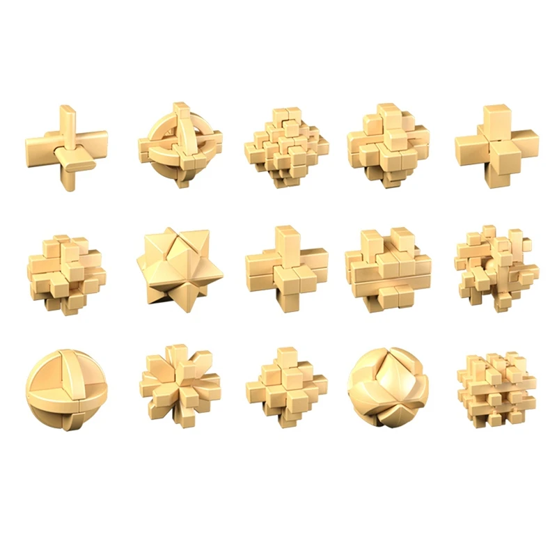 15Styles/Set Wooden Toy IQ Brain Teaser Educational Toy For Kids Children Plastic Unlock Toys Adult