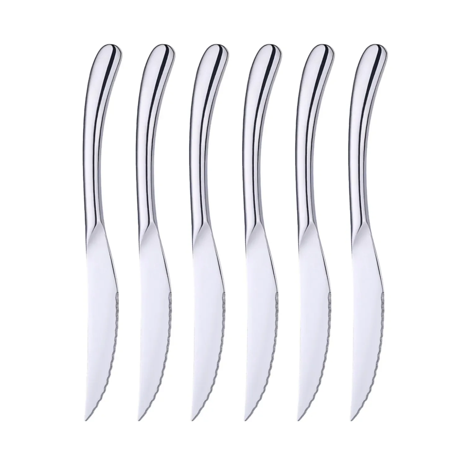 6Pcs LFGB Certificate Luxury 420 Stainless Steel Steak Knife Ultra Sharp Classical Banquet Cutlery Retro Family Dinner Tableware