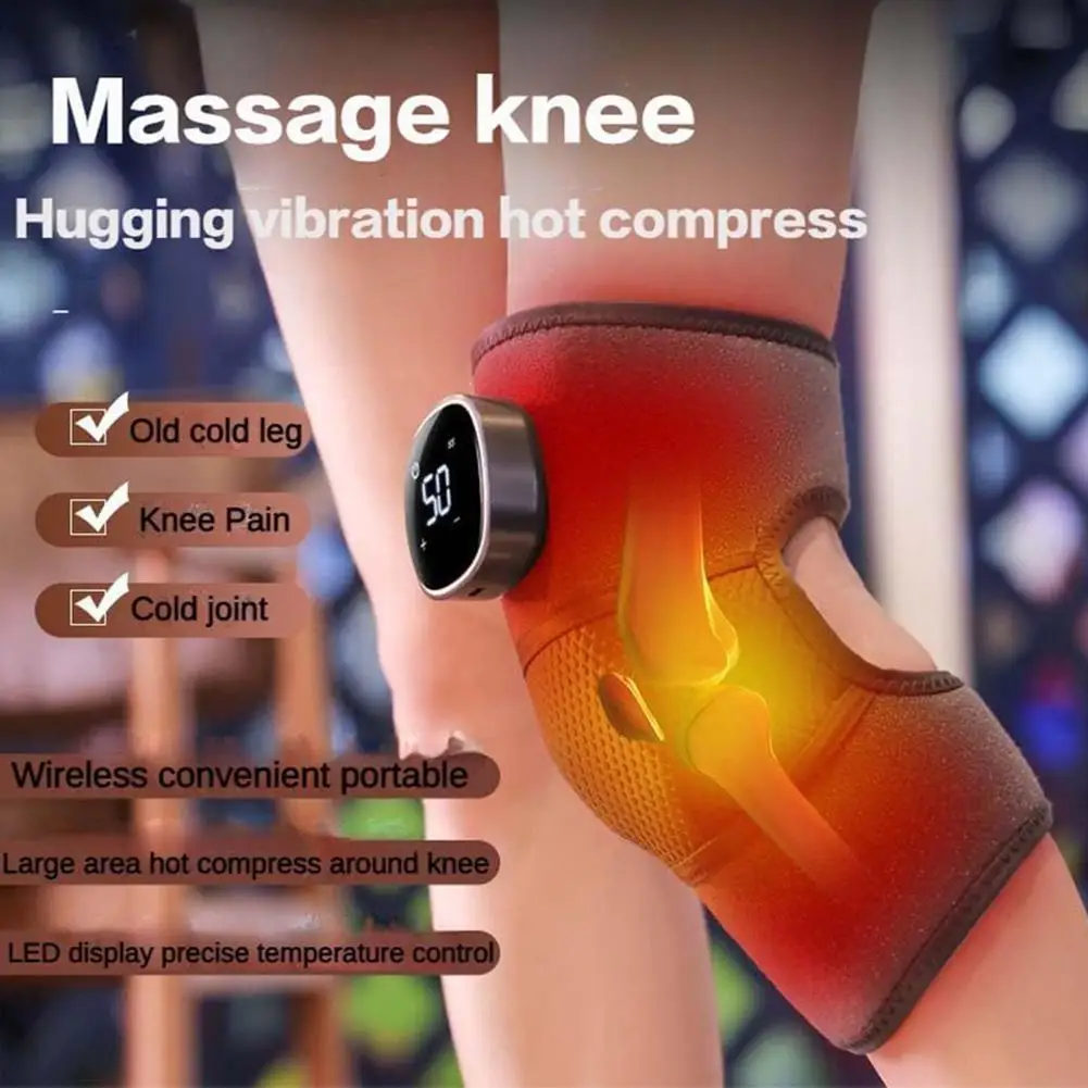 

Electric Kneepad Massage Instrument LCD Digital Display Physiotherapy Vibration Wireless Graphene Self-heating Joint Instru F4K2