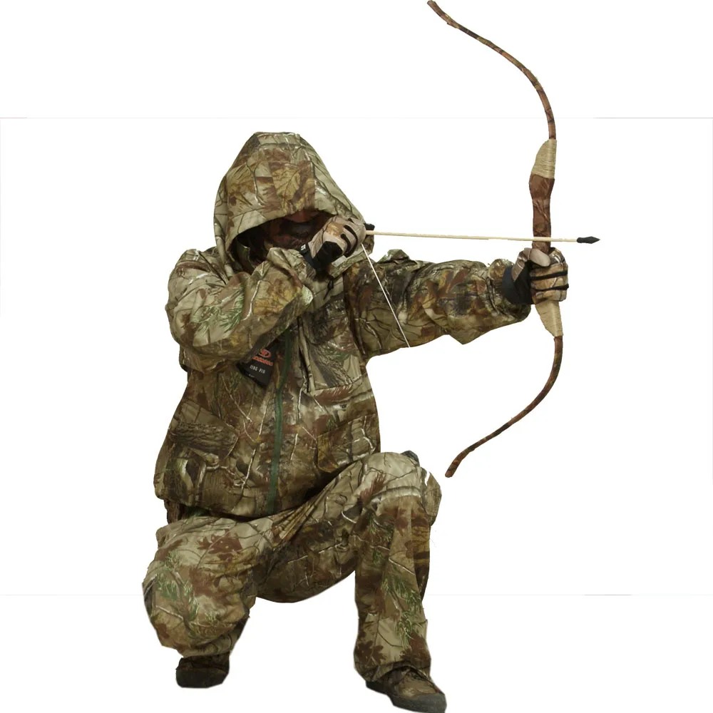 

Spring Autumn Outdoor Fishing Dead Tree Leaf Extra Large Bionic Camouflage Hooded Cotton Men's Camouflage Suit Hunting Fishing