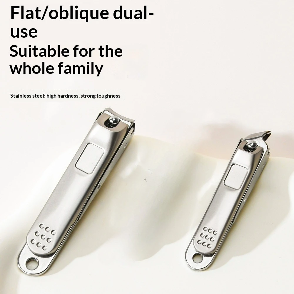 Large Size Stainless Steel Anti-Splash Nail Clippers Single Piece Portable Home Use Slanted Mouth Nail Scissors