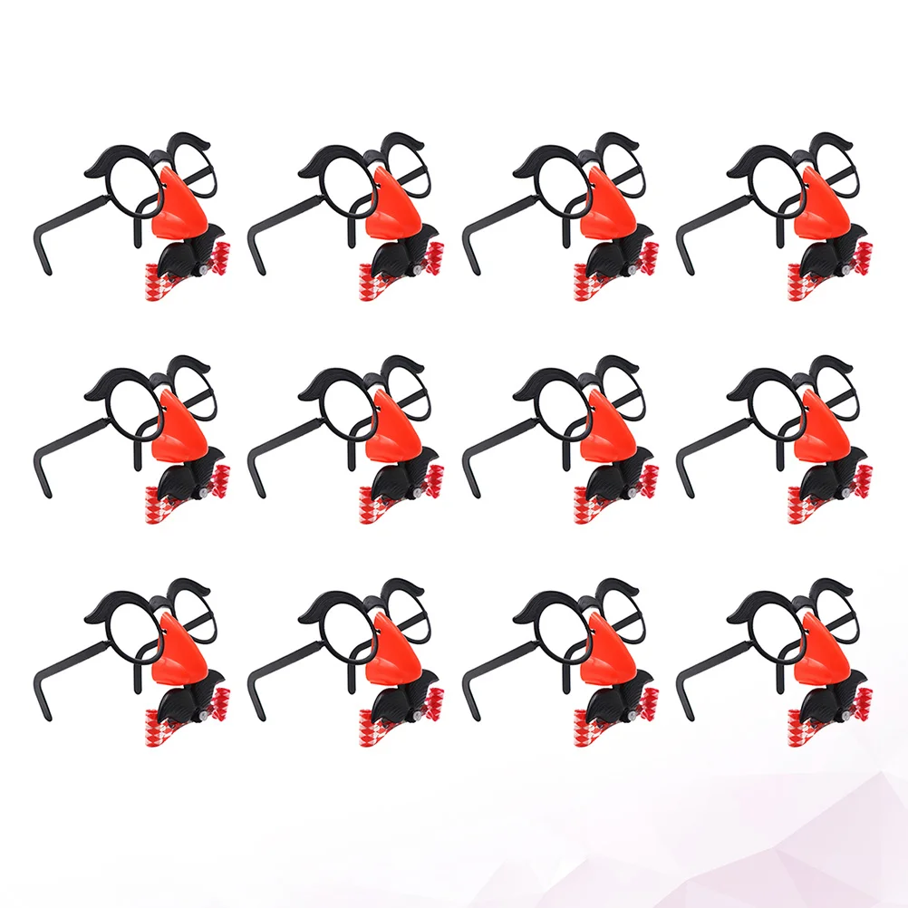 12 個の口ひげメガネ面白いいたずら小道具子供のための軽量変装眉毛鼻コスチュームパーティーハロウィンギャグメガネトリック